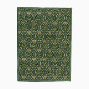 Grüner orientalischer Ouschak Teppich aus handgewebter Wolle