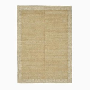 Tapis Oushak Traditionnel Beige Fait Main en Laine Beige