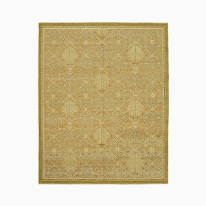 Tappeto Oushak antico in lana intrecciata a mano beige