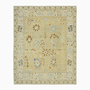 Tappeto Oushak antico beige intrecciato a mano