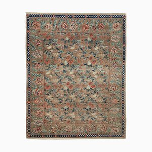 Tapis Oushak Traditionnel Fait Main en Laine Marron