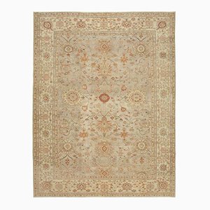 Tapis Oushak Beige Antique Fait Main en Laine