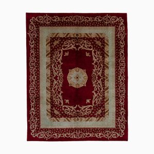 Tapis Oushak Rouge Anatolien Fait Main en Laine