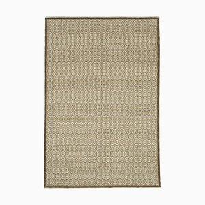 Tappeto Oushak di lana beige annodato a mano, Turchia