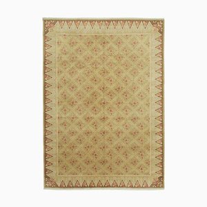 Tapis Oushak Antique Jaune Fait Main en Laine