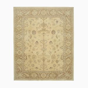 Beige Traditional Hand Knotted Wool Oushak Carpet