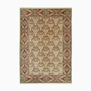 Vintage Beige Hand Knotted Wool Oushak Rug