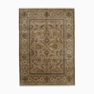 Tapis Oushak Antique Marron Fait Main en Laine