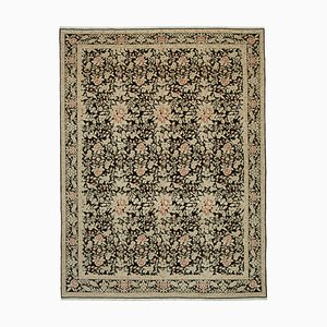 Beige Antique Handmade Wool Oushak Carpet
