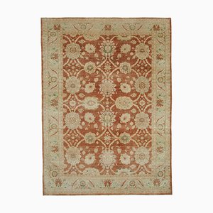 Tappeto Oushak antico tradizionale beige intrecciato a mano