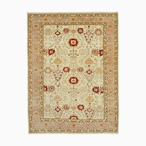 Beige Oriental Hand Knotted Wool Oushak Carpet