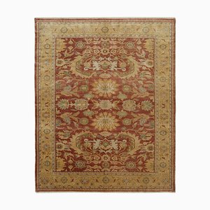 Yellow Decorative Hand Knotted Wool Oushak Carpet