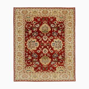 Beige Antique Hand Knotted Wool Oushak Carpet