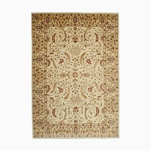 Beige Traditional Handmade Wool Large Oushak Carpet