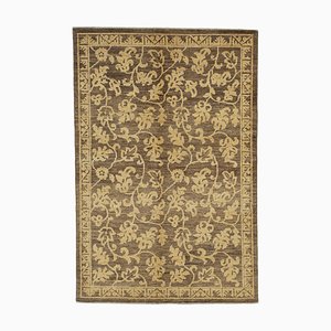 Brown Decorative Handmade Wool Small Oushak Carpet