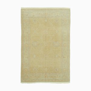 Yellow Traditional Hand Knotted Wool Small Oushak Carpet