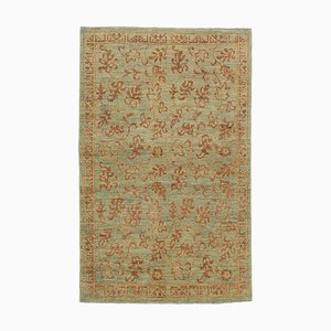 Green Decorative Handmade Wool Small Oushak Carpet