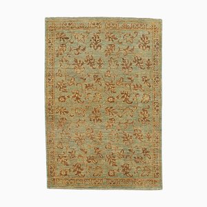 Green Decorative Hand Knotted Wool Small Oushak Carpet