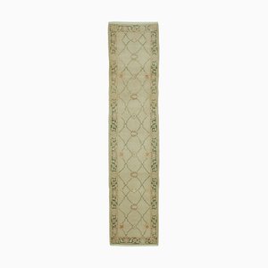 Vintage Beige Traditional Handwoven Runner Oushak Rug