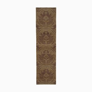 Tapis Oushak Vintage Fait Main en Laine Marron