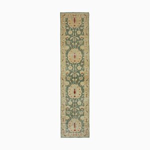 Beige Anatolian  Handwoven Antique Runner Oushak Carpet