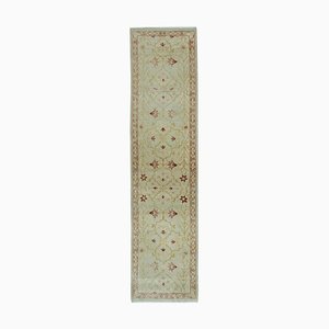 Beige Oriental Hand Knotted Wool Runner Oushak Carpet