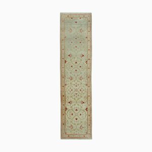 Beige Decorative Handmade Wool Runner Oushak Carpet