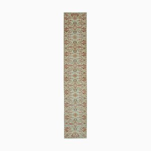 Tapis Oushak Beige Décoratif Fait Main en Laine Beige