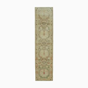 Beige Oriental Handmade Wool Runner Oushak Carpet