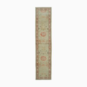 Tapis Oushak Beige Décoratif Fait Main en Laine Beige