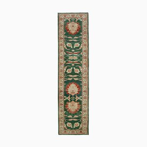 Green Traditional Handwoven Antique Runner Oushak Carpet
