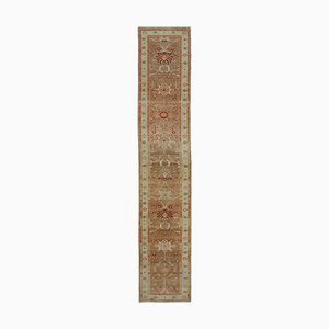 Vintage Beige Handmade Wool Runner Oushak Rug