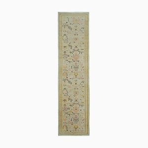 Beige Anatolian  Handwoven Antique Runner Oushak Carpet