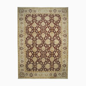 Tappeto grande Oushak beige fatto a mano, lana orientale