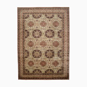 Tappeto grande Oushak antico beige intrecciato a mano