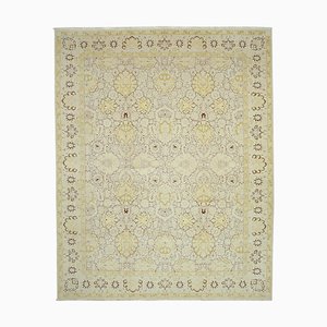 Beige Decorative Hand Knotted Wool Large Oushak Carpet