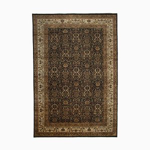 Tapis Oushak Large Façon Main Laine Beige Décorée à la Main