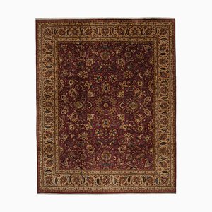 Red Turkish Hand Knotted Wool Large Oushak Carpet