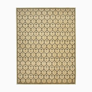 Antiker Handgemachter Beiger Oushak Teppich aus Wolle in Beige