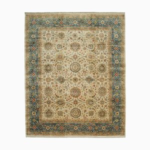 Vintage Beige Hand Knotted Wool Oushak Rug