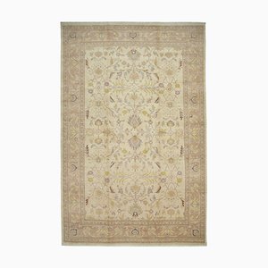 Beige Oriental Hand Knotted Wool Large Oushak Carpet