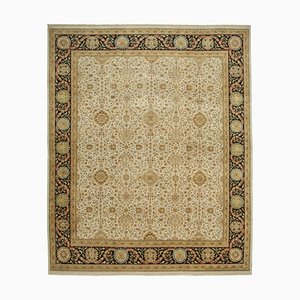 Tapis Oushak Beige Antique Fait Main en Laine