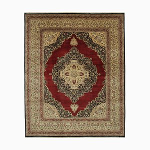 Tapis Oushak Large Fait Main Antique en Laine Beige