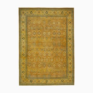 Tapis Oushak Jaune Traditionnel Tissé Main en Laine