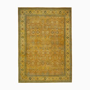 Yellow Traditional Hand Knotted Wool Large Oushak Carpet