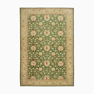 Green Oriental Hand Knotted Wool Large Oushak Carpet