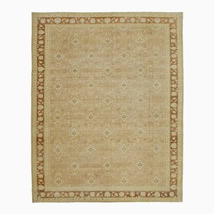 Beige Decorative Hand Knotted Wool Large Oushak Carpet