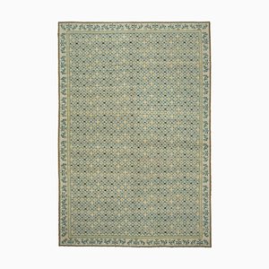 Beige Antique Hand Knotted Wool Large Oushak Carpet