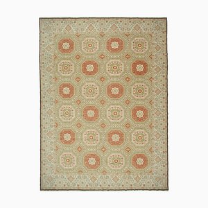 Tapis Oushak Large Fait Main Antique en Laine Beige