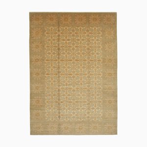 Tappeto grande Oushak antico beige intrecciato a mano